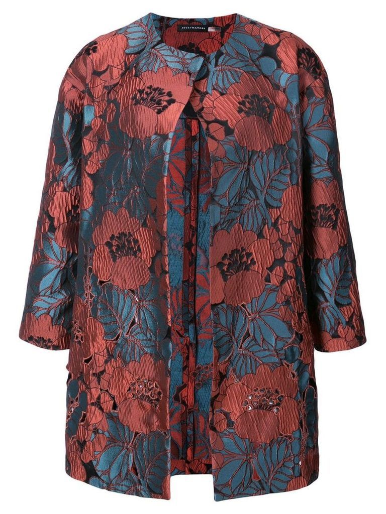 Josie Natori cut out embroidered topper jacket