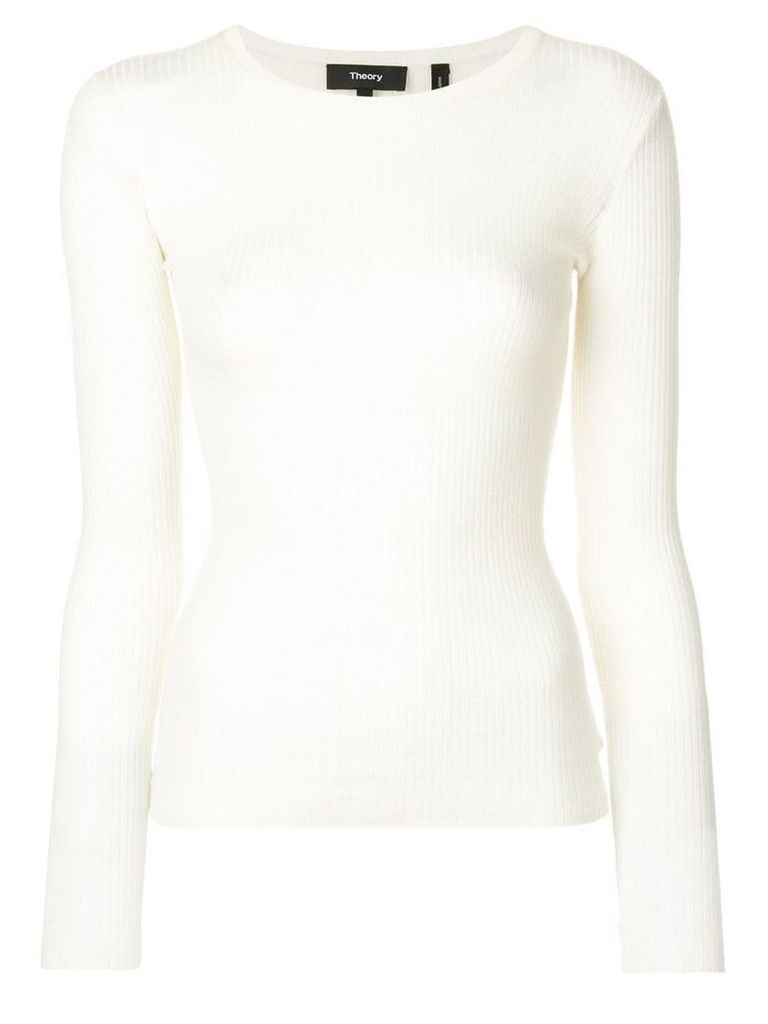 Theory fitted round neck top - White