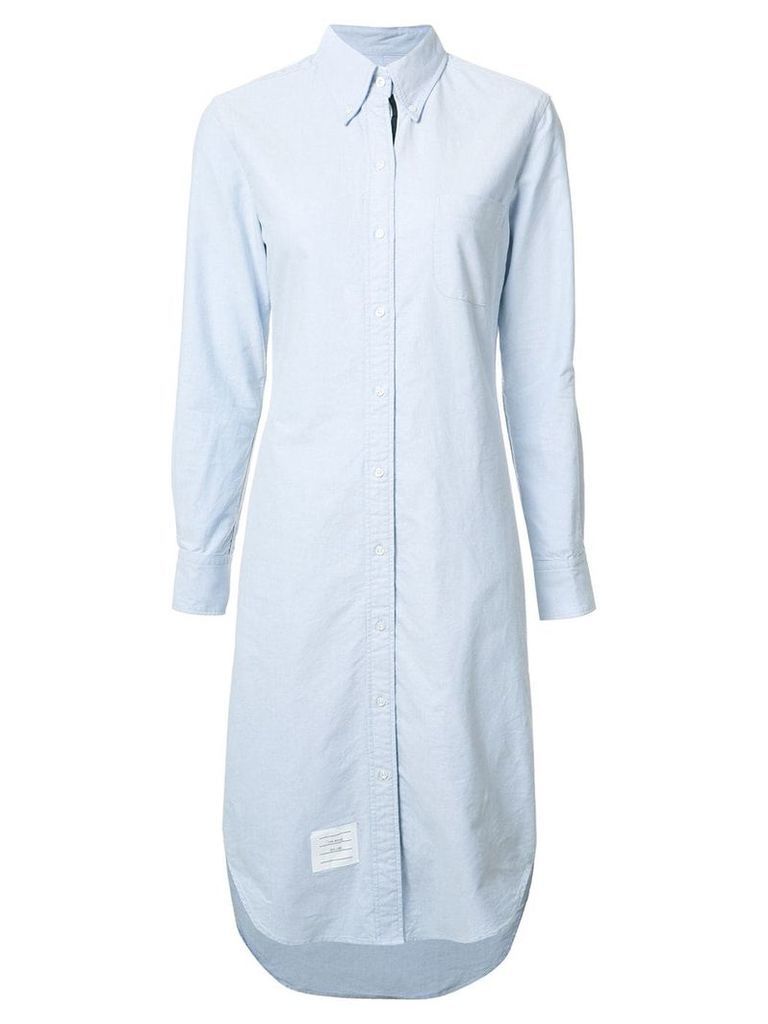 Thom Browne Button Down Knee Length Shirt Dress with Grosgrain Placket