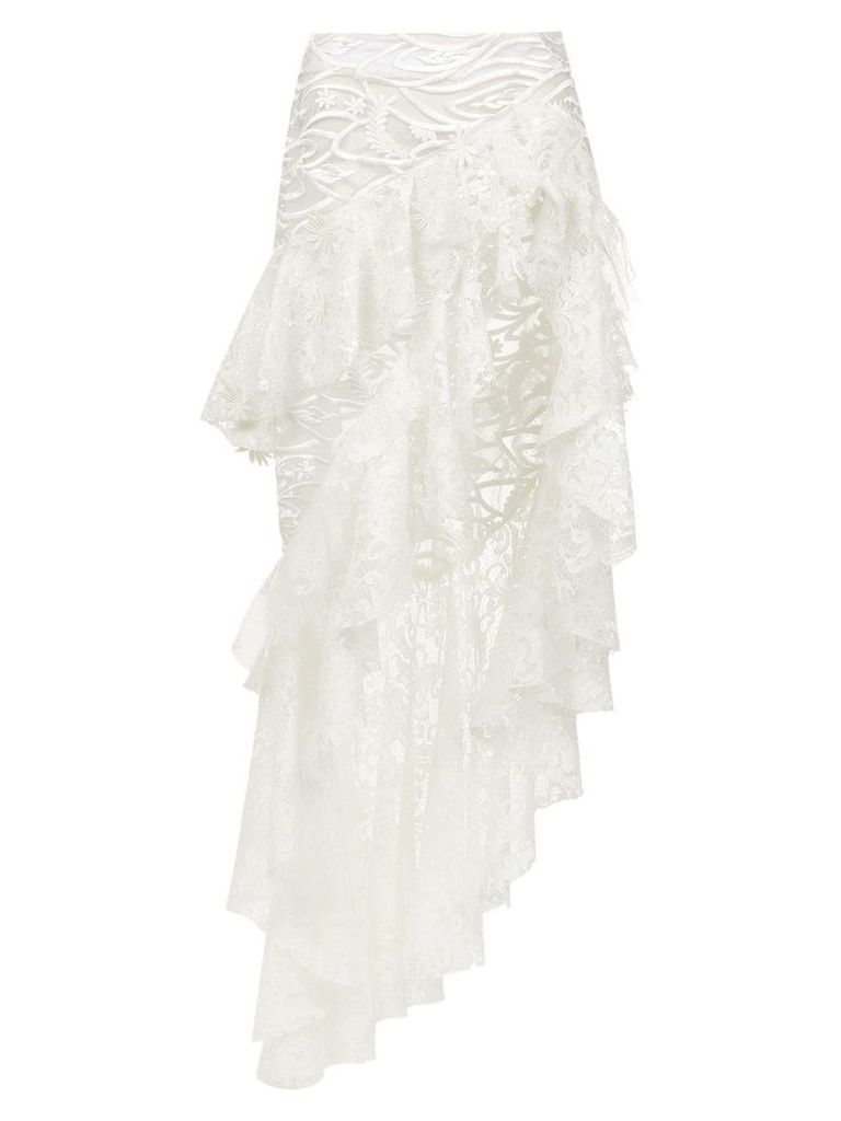Martha Medeiros Marilia lace mix skirt - White