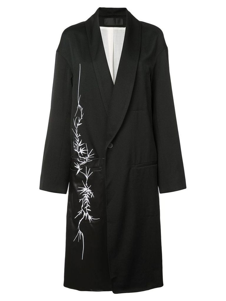 Haider Ackermann floral motif coat - Black