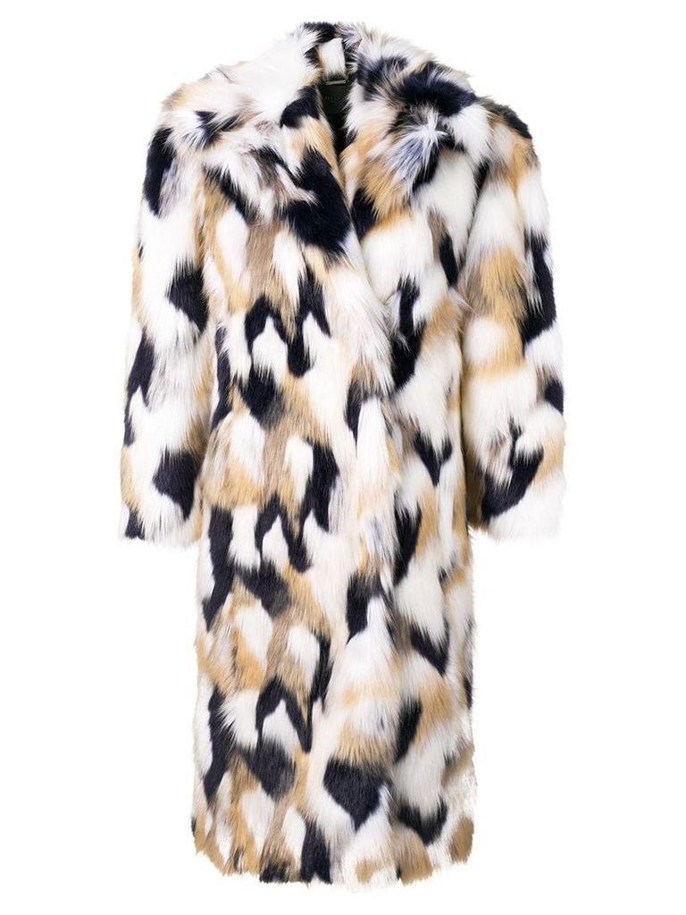 Givenchy faux fur oversized coat - White