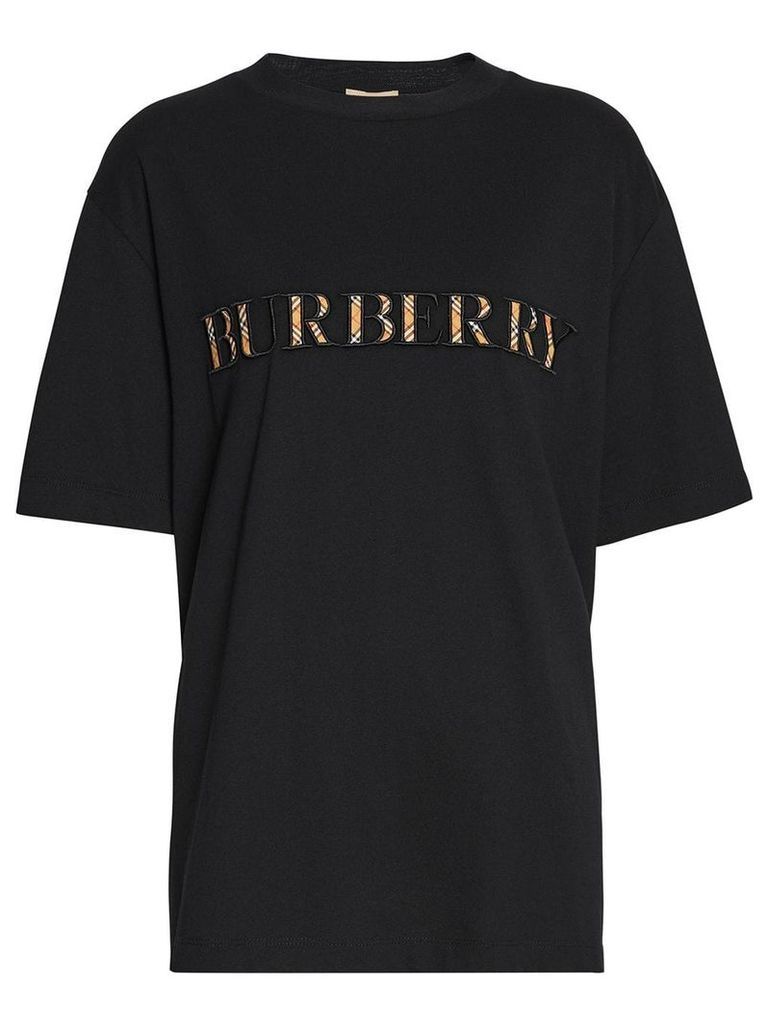 Burberry Check Logo Cotton T-shirt - Black