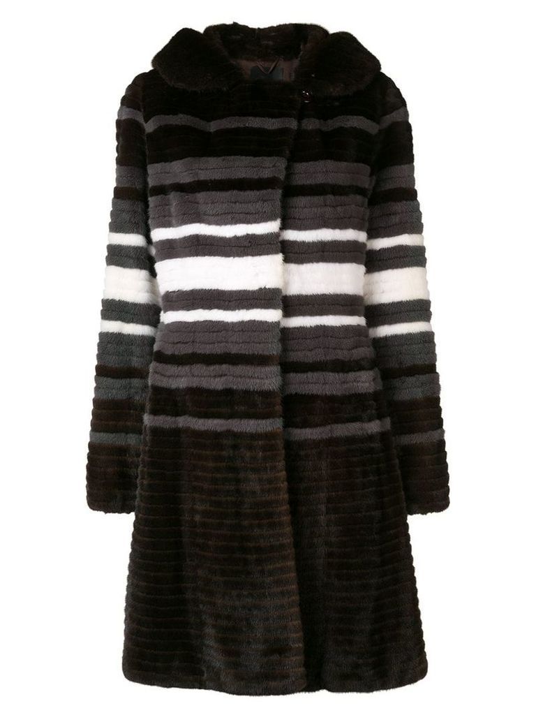 Liska contrast stripe coat - Brown