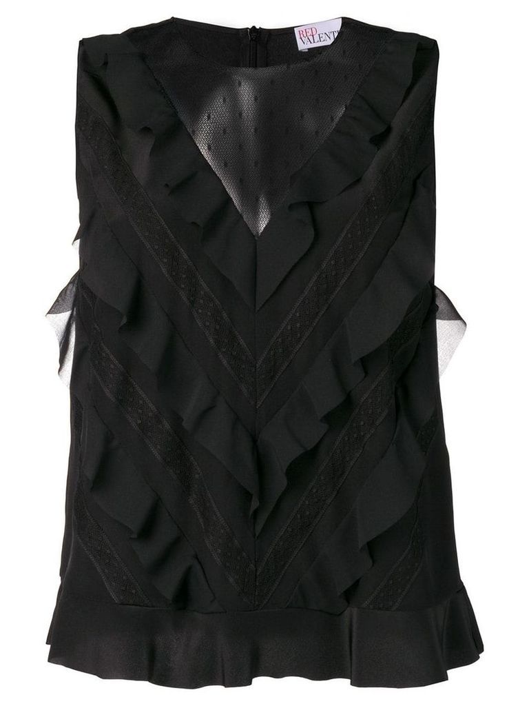 RedValentino sleeveless ruffled blouse - Black