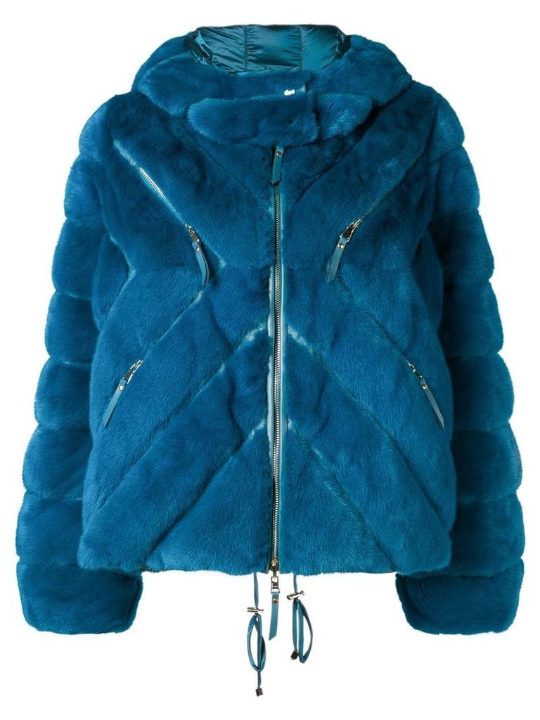 Liska short hooded coat - Blue