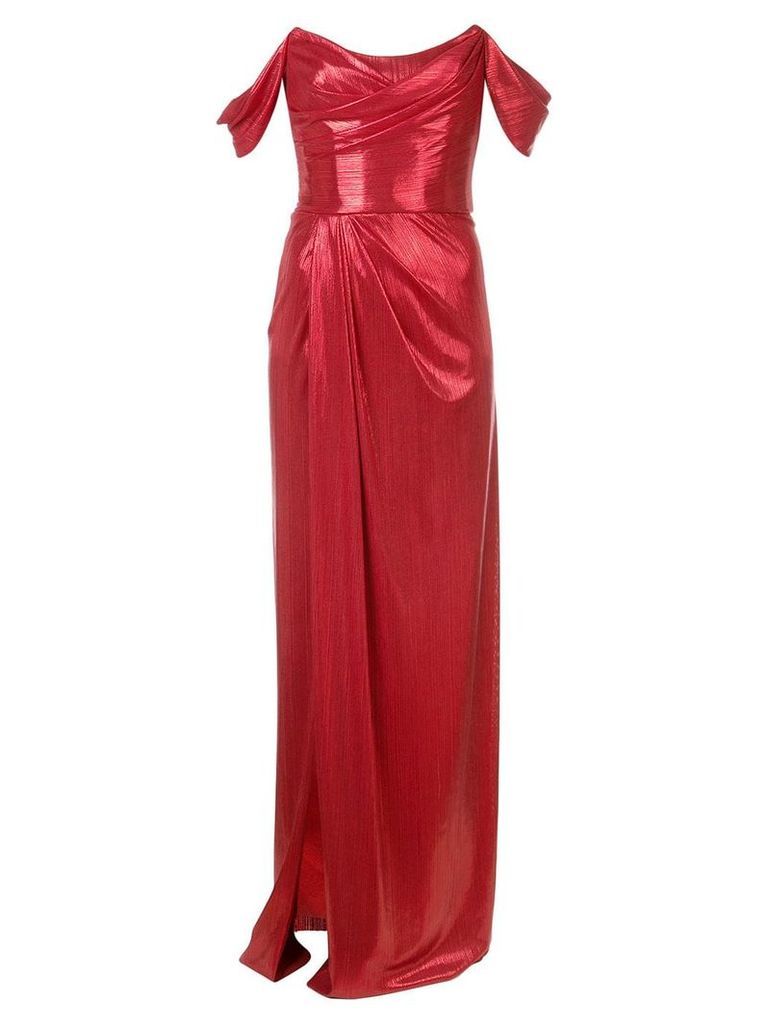 Marchesa Notte long strapless dress - Red