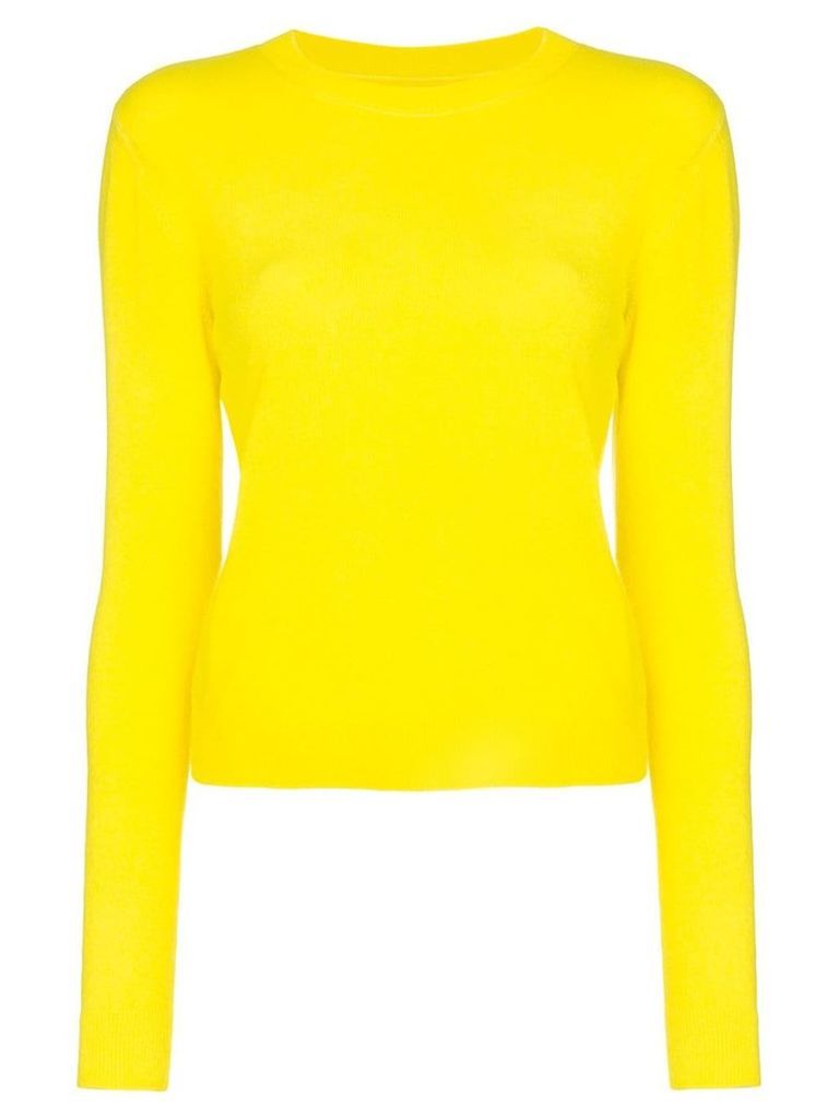 The Elder Statesman yellow Billy cropped knitted cashmere jumper