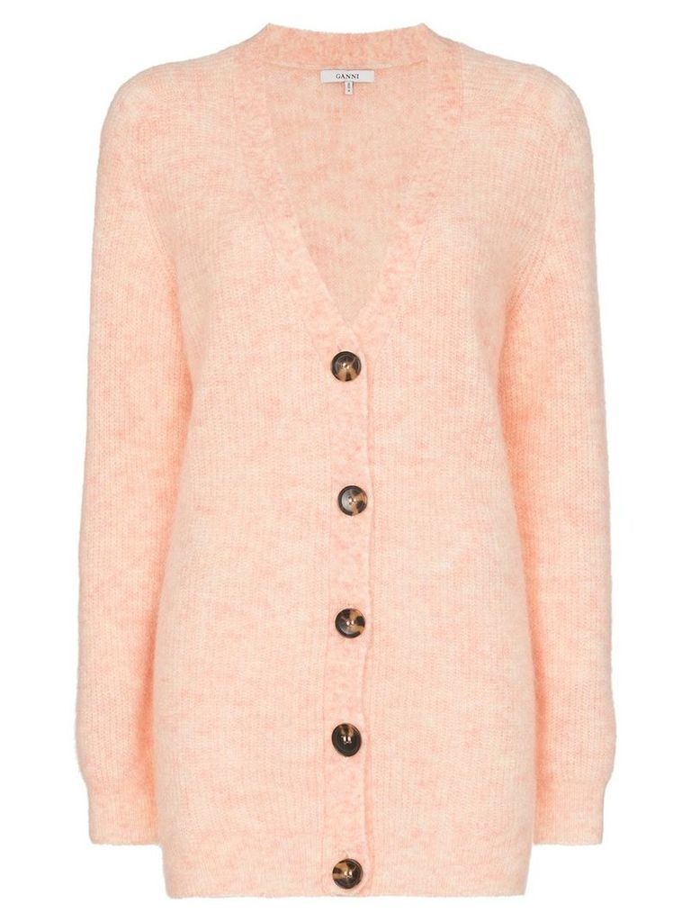 Ganni Callahan button-down knitted cardigan - Pink