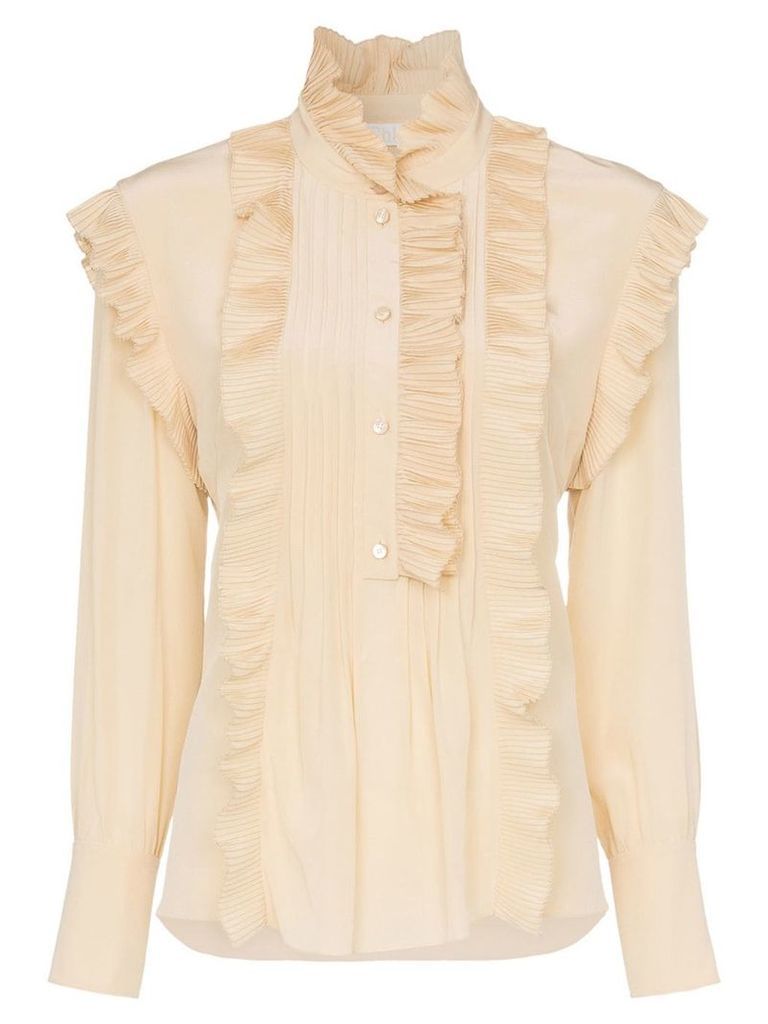 Chloé ruffle detail silk blouse - NEUTRALS