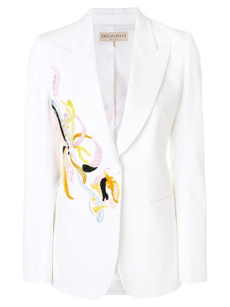 Emilio Pucci embroidered tuxedo blazer - White