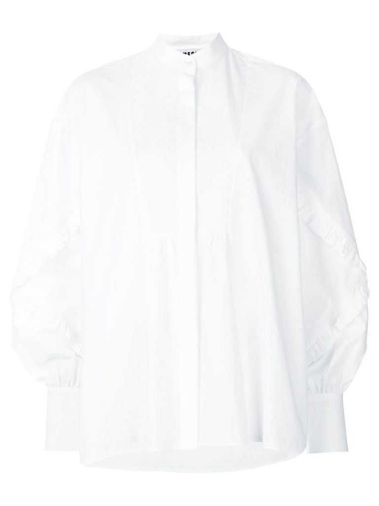 MSGM ruffled detail long sleeve shirt - White