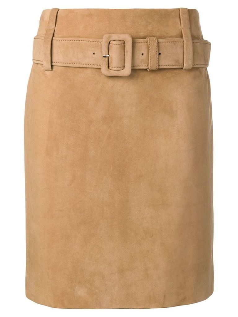 Prada leather straight skirt - Neutrals