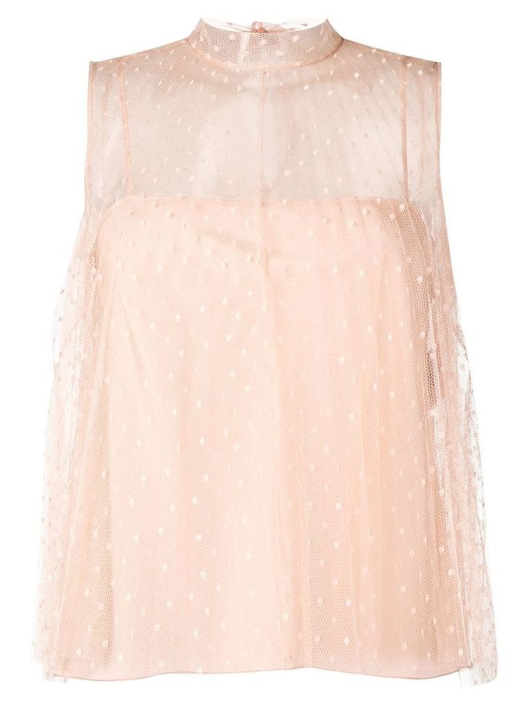 Red Valentino polka dot tulle top - NEUTRALS