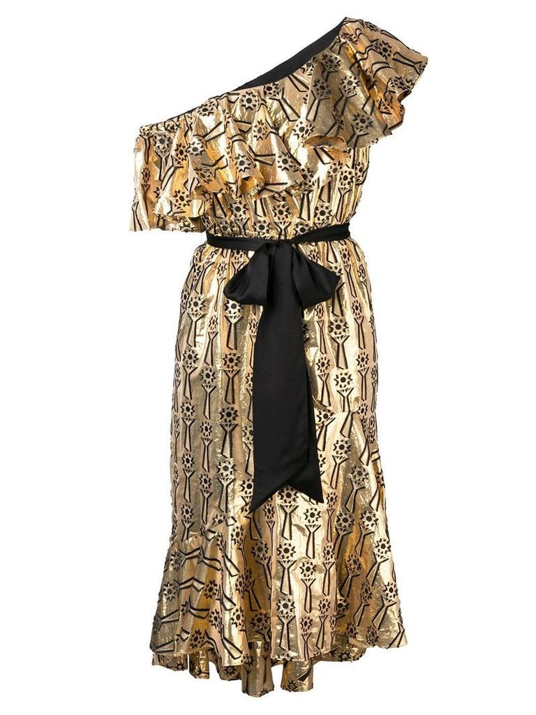 Temperley London Eliska one shoulder dress - Gold
