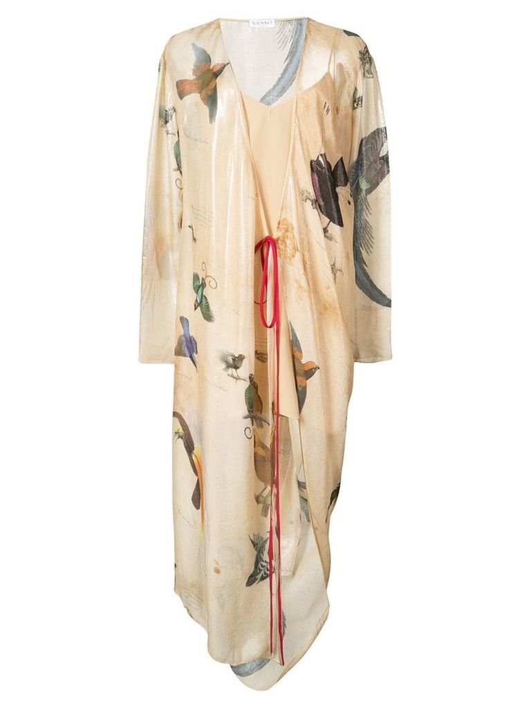 Vionnet bird print wrap dress - NEUTRALS