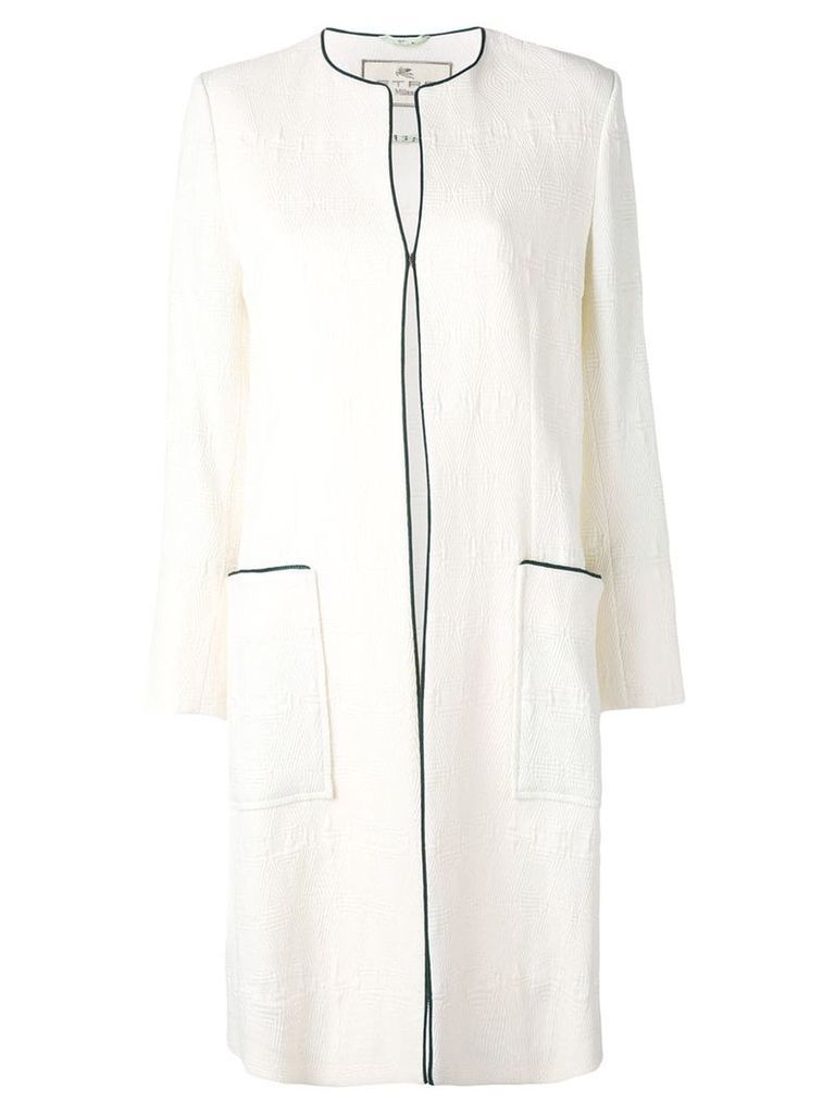Etro collarless pocket coat - White