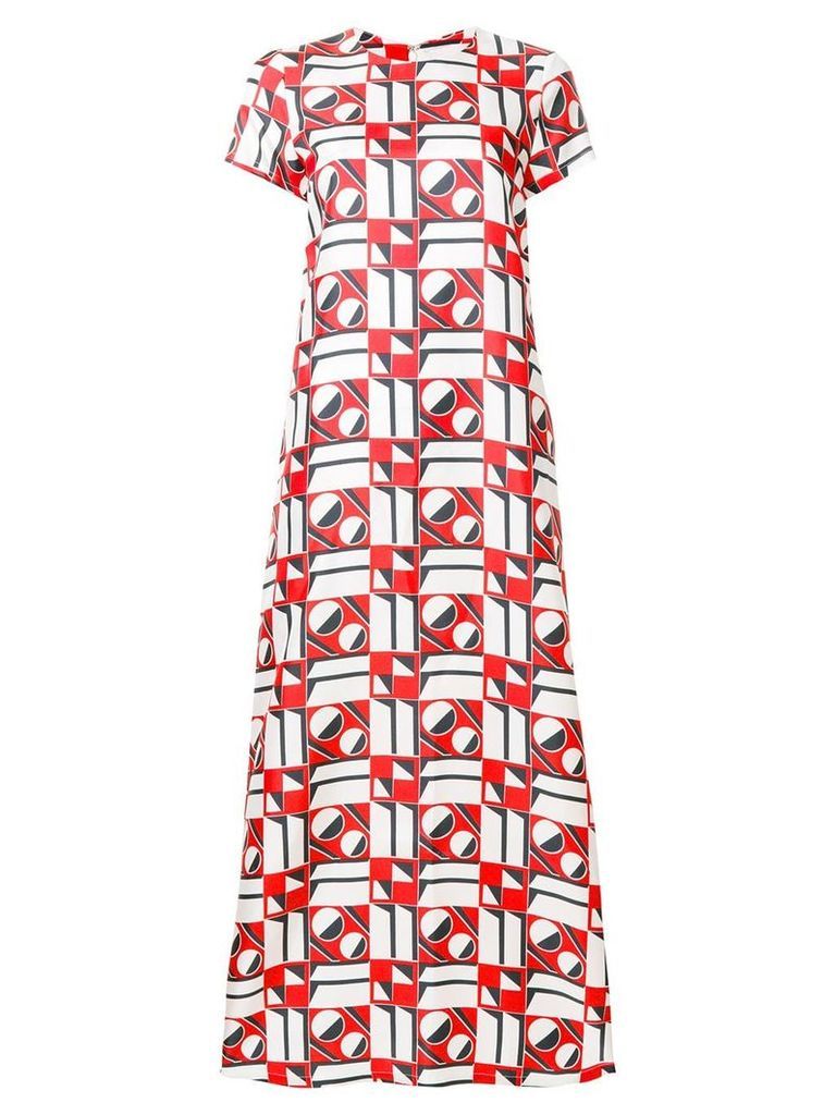 La Doublej long length patterned swing dress - Red