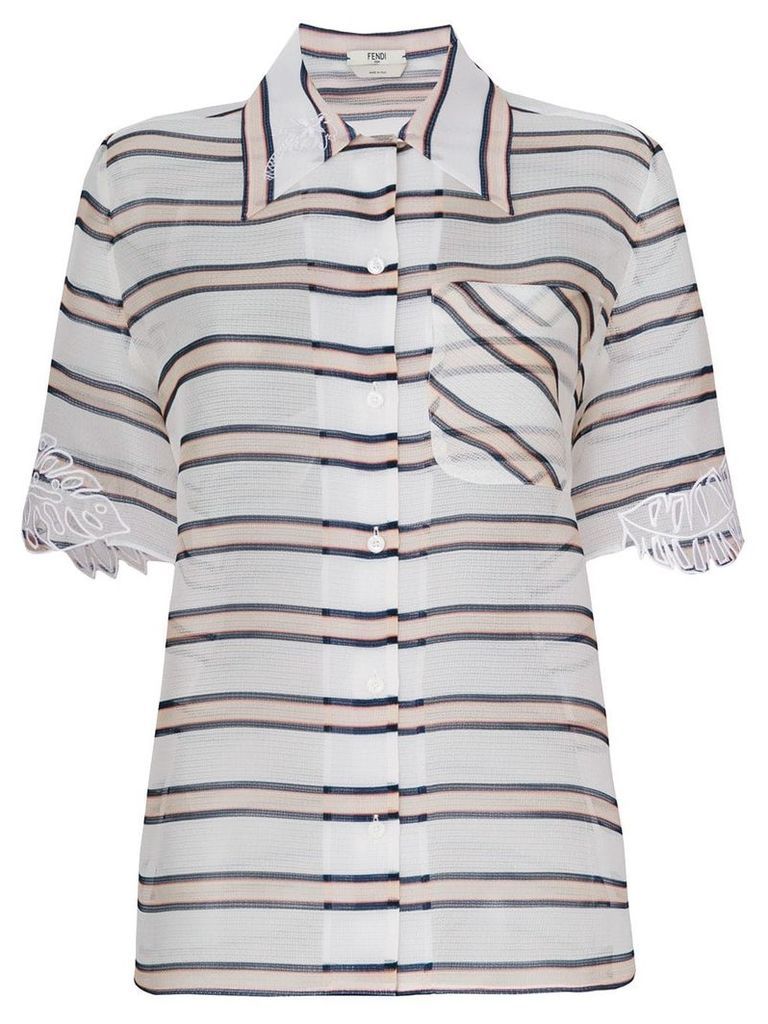 Fendi sheer striped blouse - White