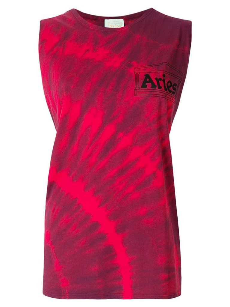 Aries bleach-effect racerback tank top - Red