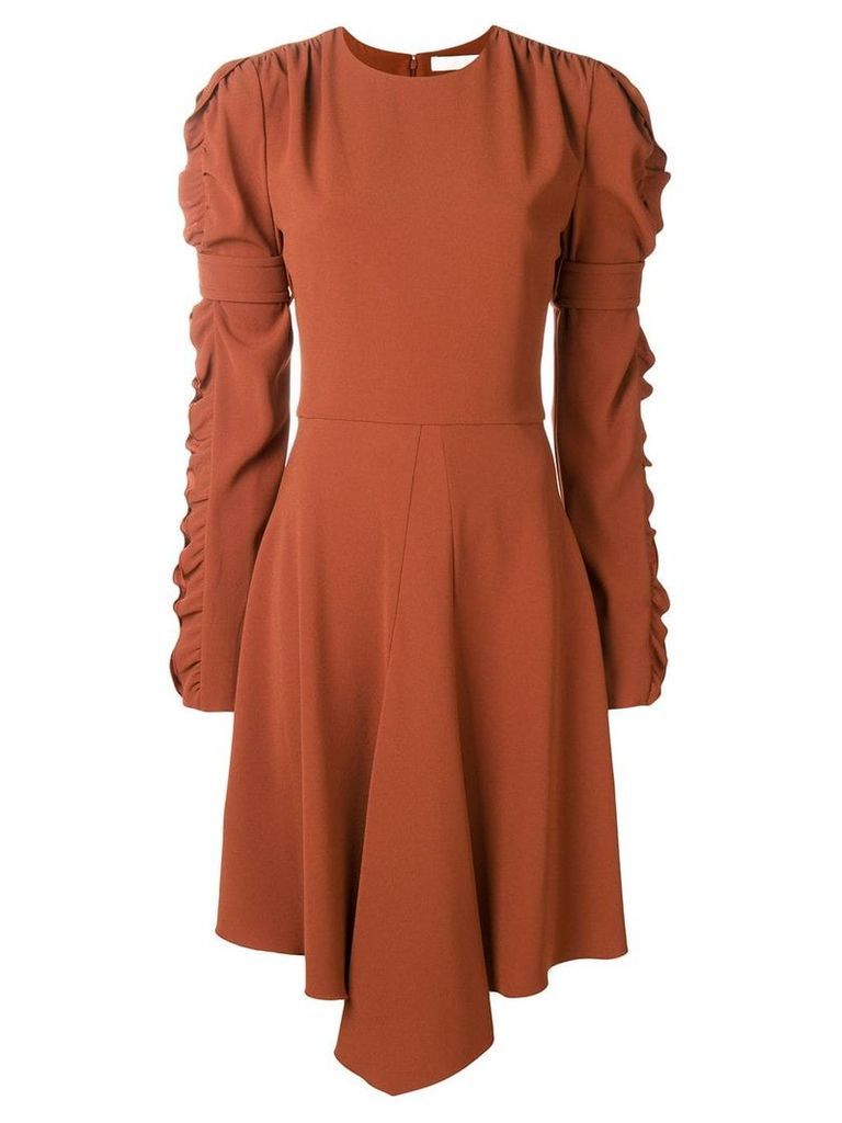 Chloé ruffled sleeve flared dress - Brown