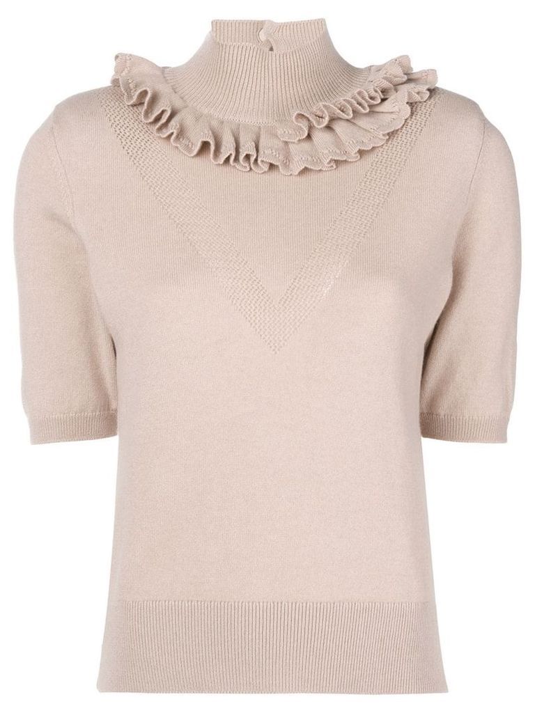Barrie Flying Lace cashmere turtleneck top - PINK