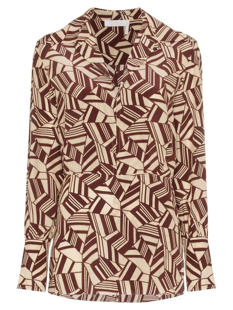Chloé geometric print silk shirt - Brown