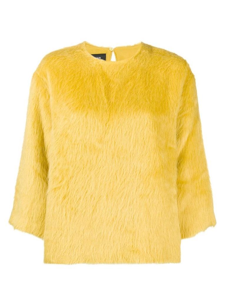 Rochas round neck furry sweatshirt - Yellow