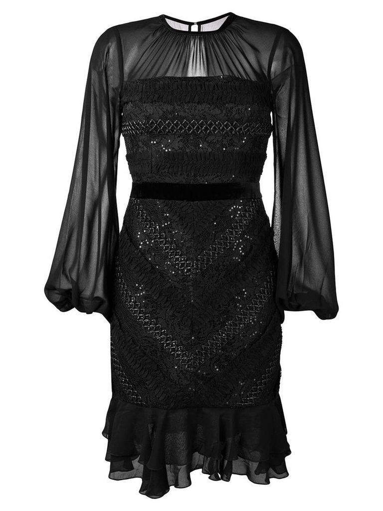 Three Floor Diamond sheer panel dress - Black