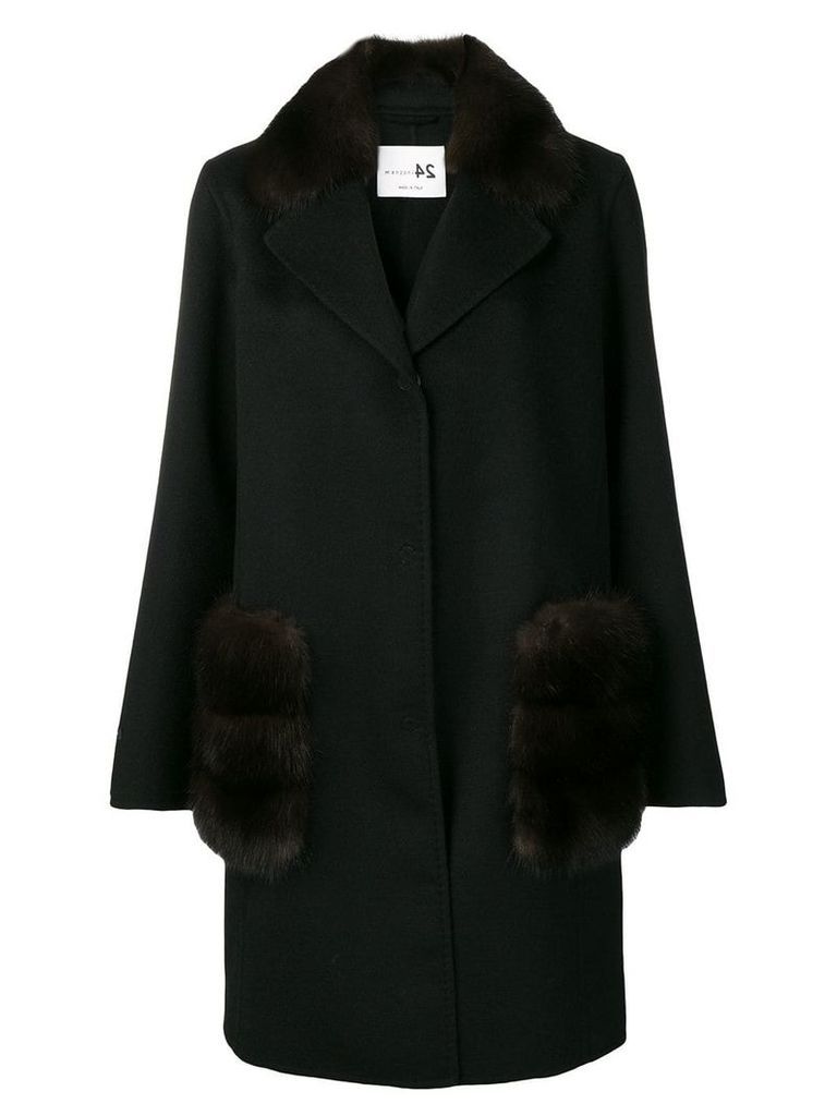 Manzoni 24 fur trimmed coat - Black