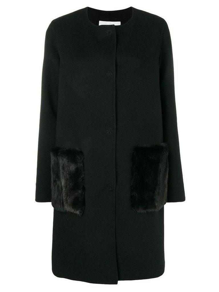 Manzoni 24 single-breasted fur detailed coat - Black