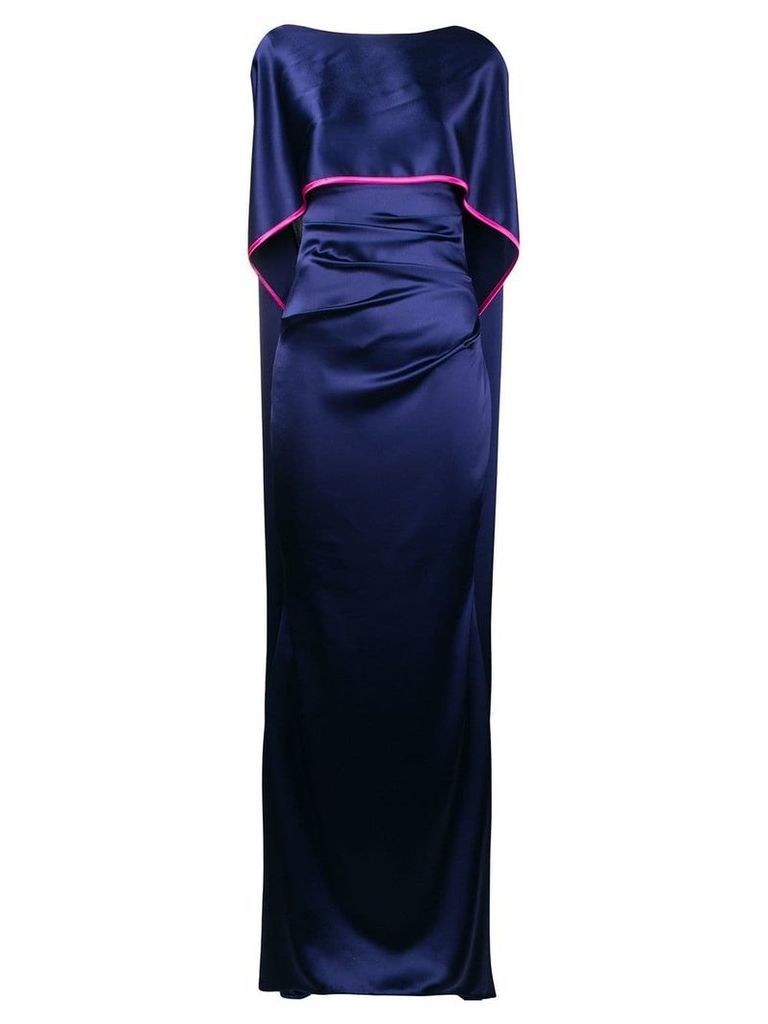 Talbot Runhof sheen long cape dress - Blue