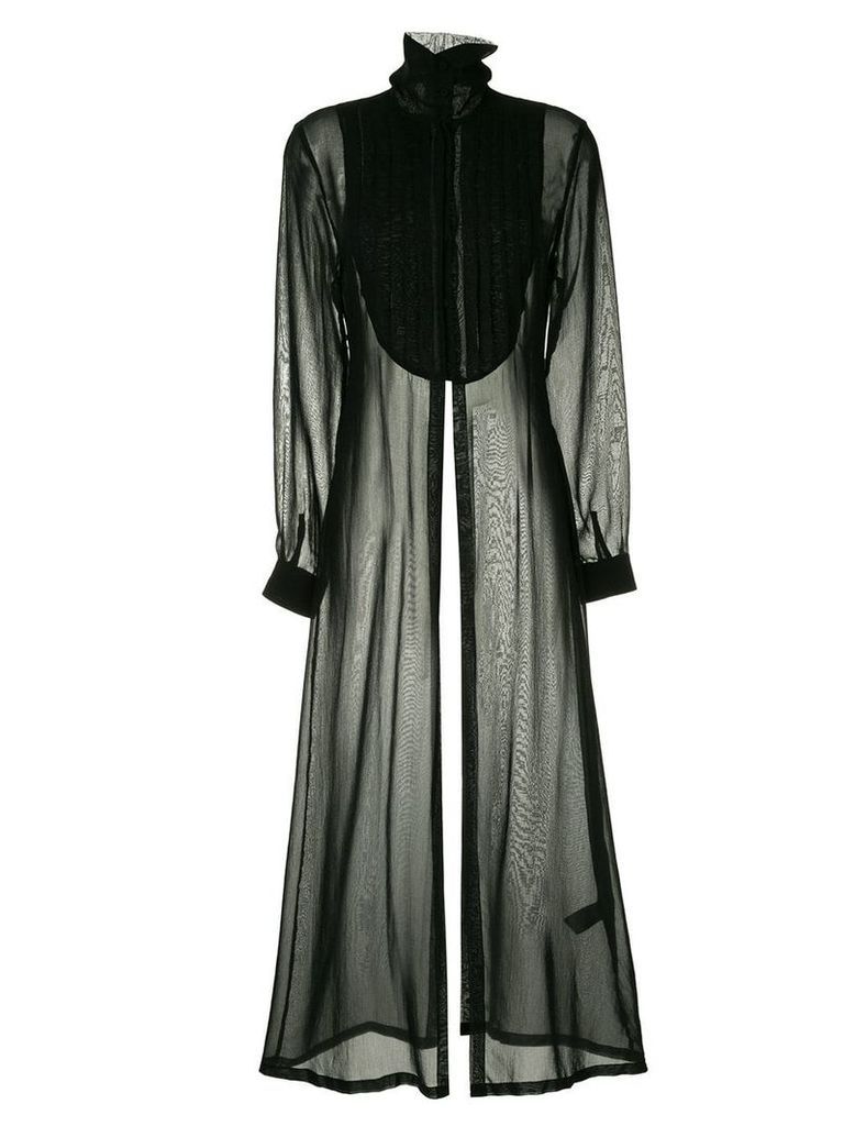 Isabel Benenato long-sleeved pleated bib dress - Black