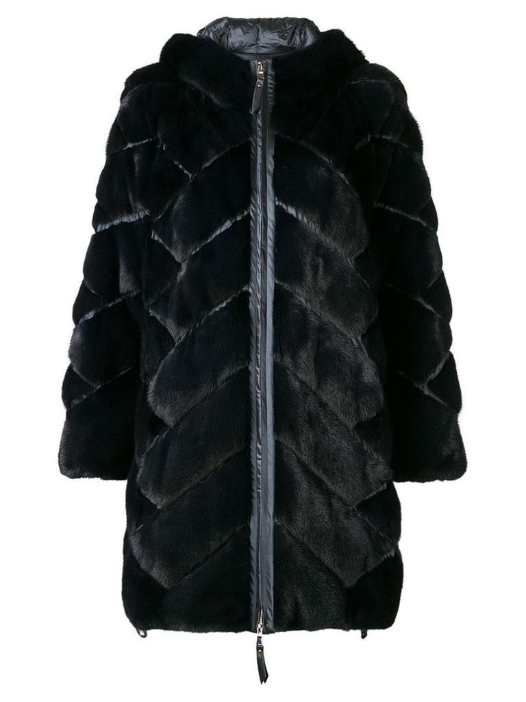 Liska zipped hooded coat - Blue