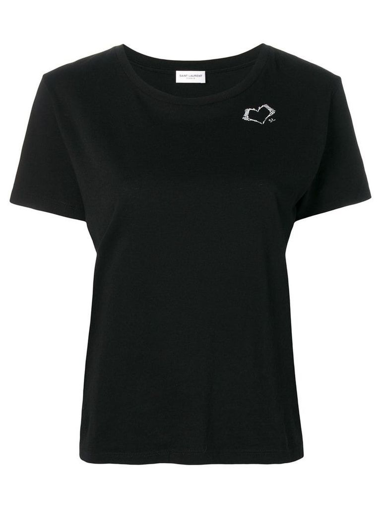 Saint Laurent heart logo print T-shirt - Black