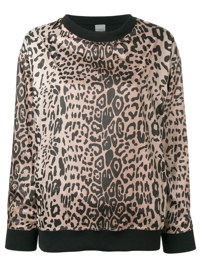 Pinko pinko c-clique leopard print sweatshirt - Black