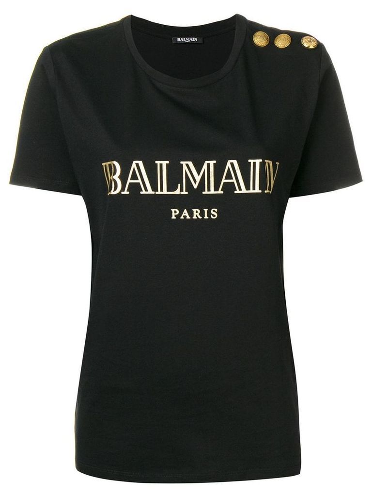 Balmain buttoned logo T-shirt - Black