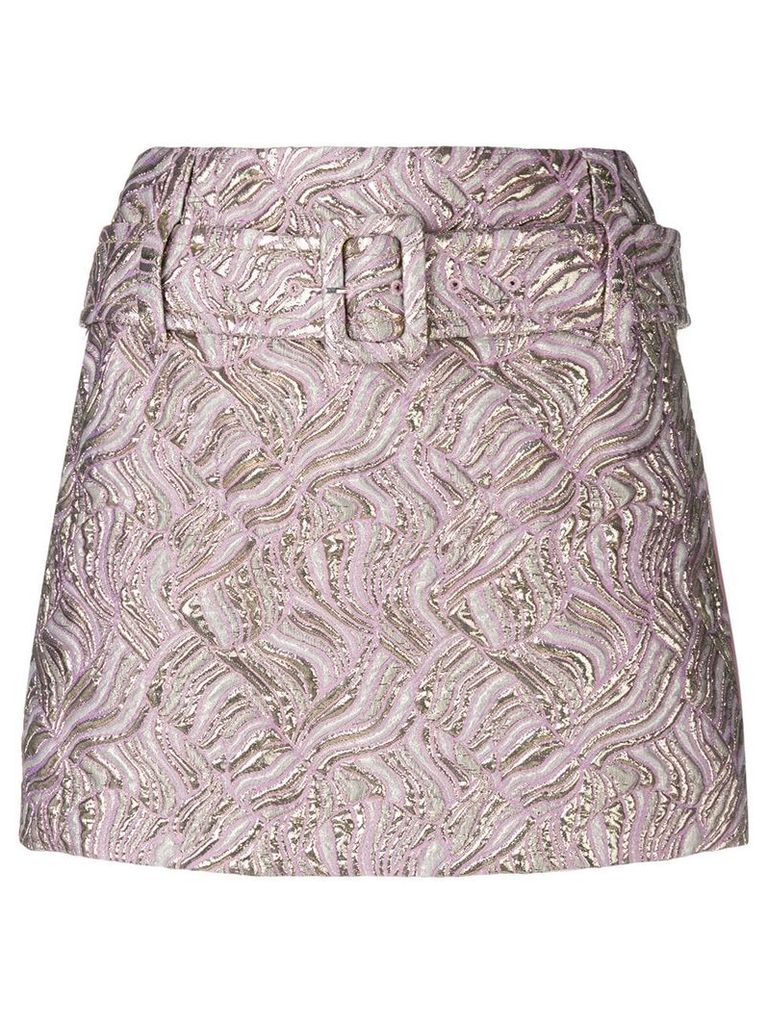 Prada belted jacquard mini skirt - PINK