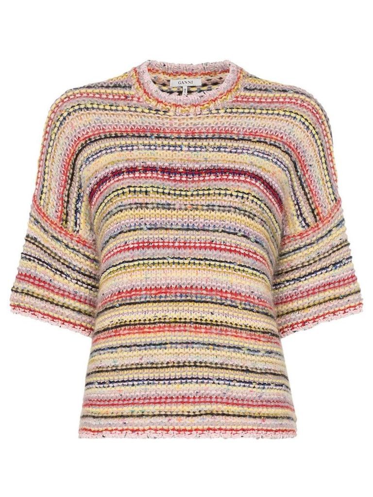 GANNI Brookhaven stripe knit short sleeved jumper - Multicolour