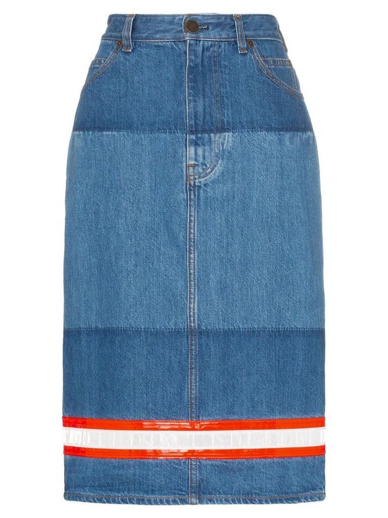 Calvin Klein 205W39nyc Reflective tape denim pencil skirt - Blue