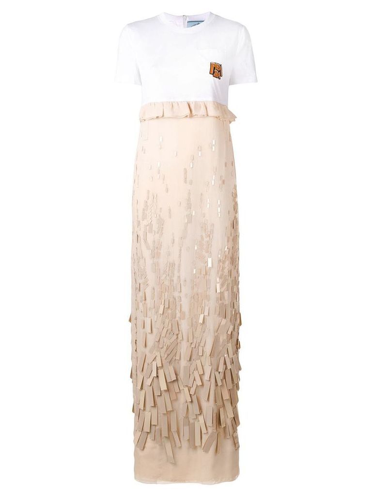 Prada embroidered chiffon dress - White