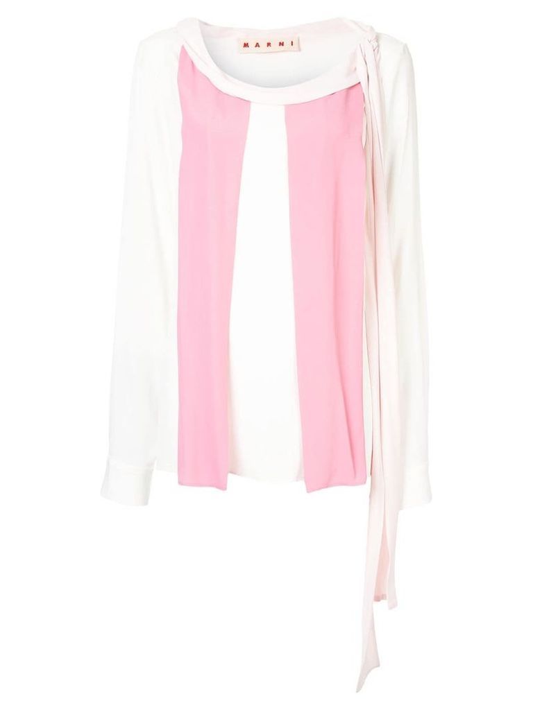 Marni textured colour block blouse - White