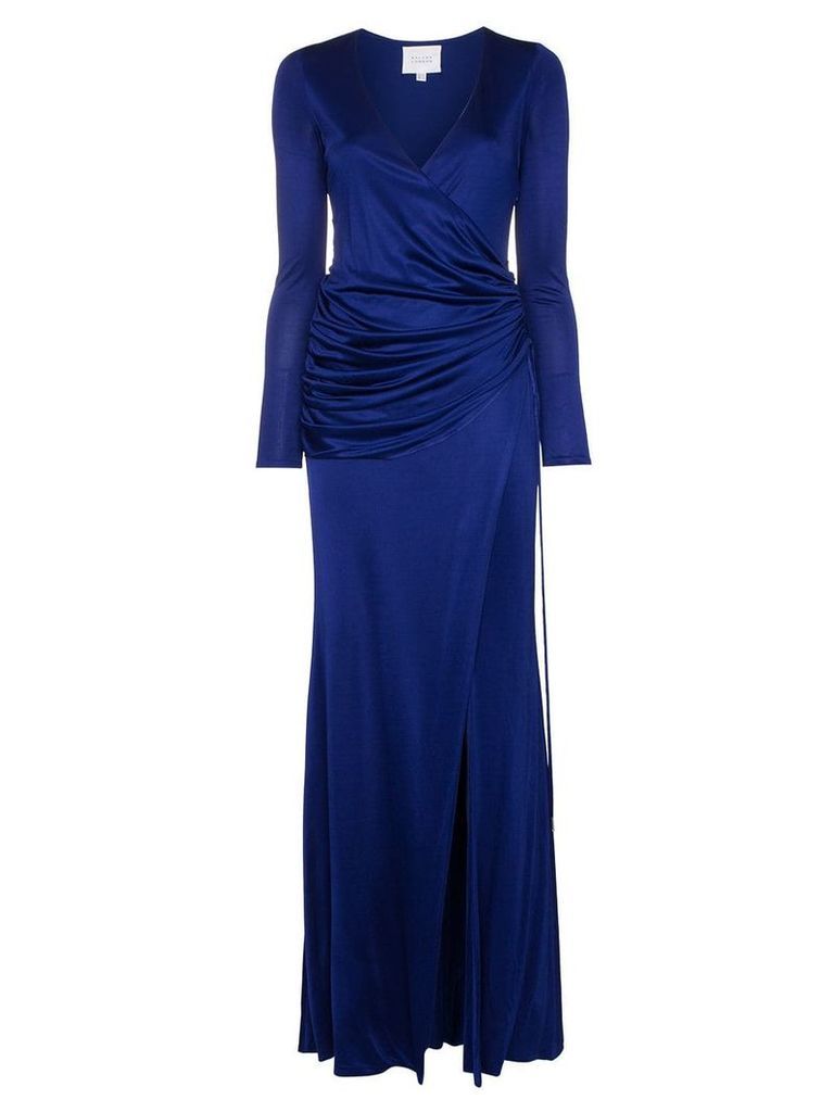 Galvan Allegra ruched side high split maxi dress - Blue