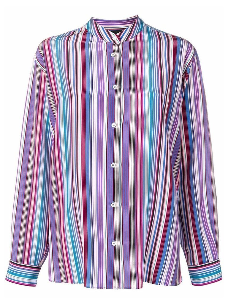 Aspesi striped grandad collar shirt - PURPLE