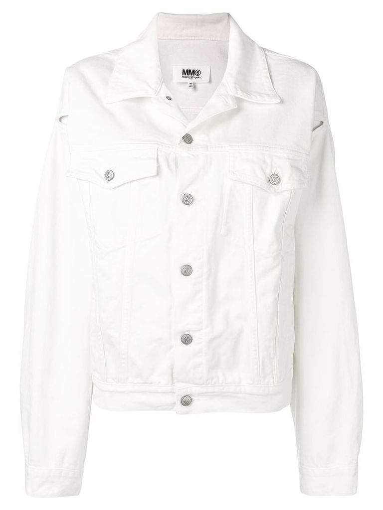 Mm6 Maison Margiela slit sleeve denim jacket - White