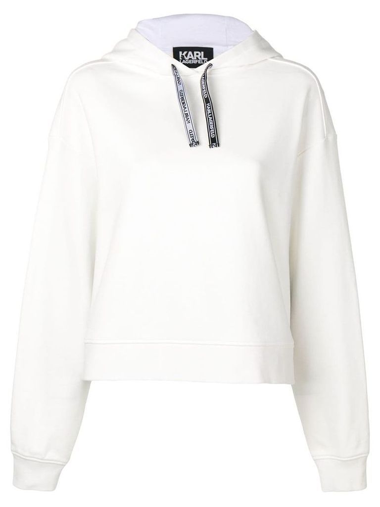 Karl Lagerfeld fabric mix hoodie - White