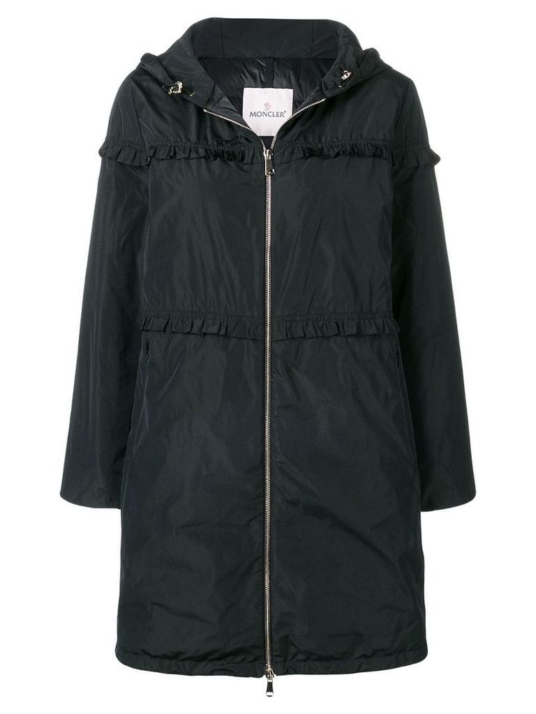 Moncler ruffle trim padded coat - Black