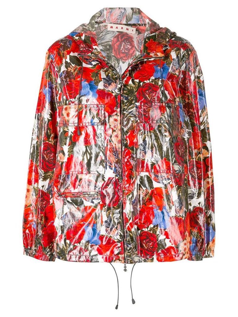 Marni floral zipped jacket - Red
