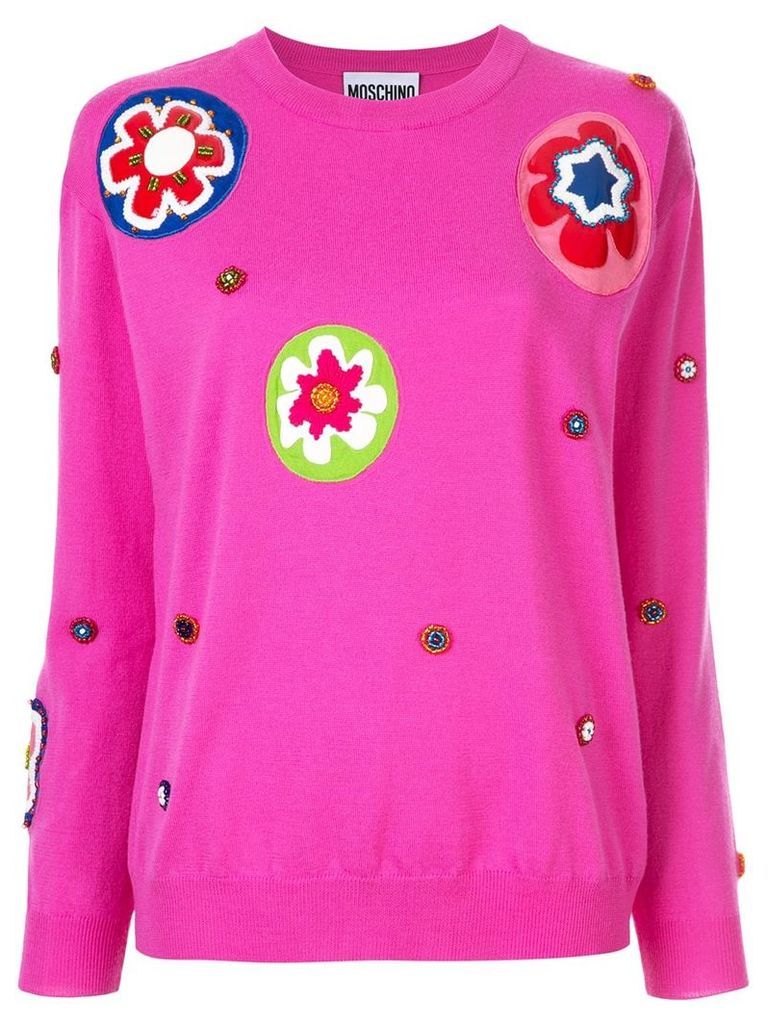 Moschino floral appliqué sweater - Pink