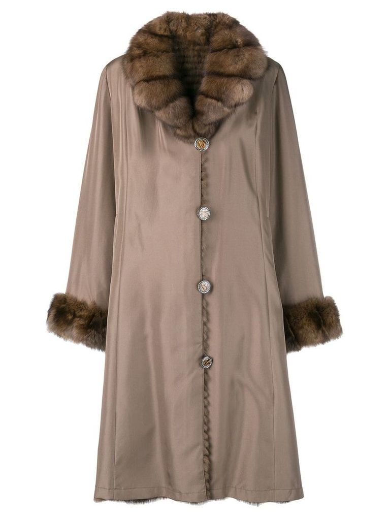 Liska fur collar coat - Brown